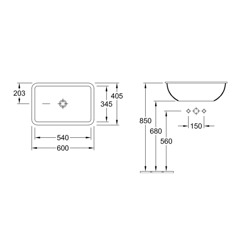 Раковина, Villeroy&Boch Loop&Friends шгв 600*405*170 цвет-альпийский белый Villeroy&Boch 61450001