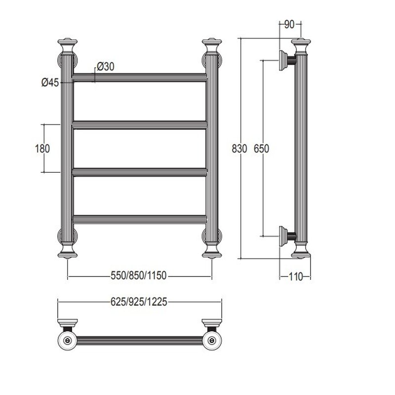Полотенцесушитель, Margaroli, Capitelli, 2-952J, шгв 565*110*835, Box справа, цвет-хром