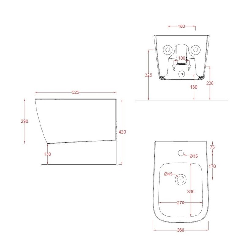 Биде, , A16, подвесной, шгв 360*525*290, цвет-blue avio Artceram ASB001 38 00