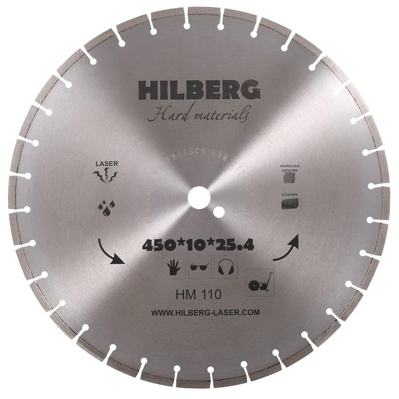 Диск алмазный отрезной 450*25,4*12 Hilberg Hard Materials Лазер Hilberg HM110