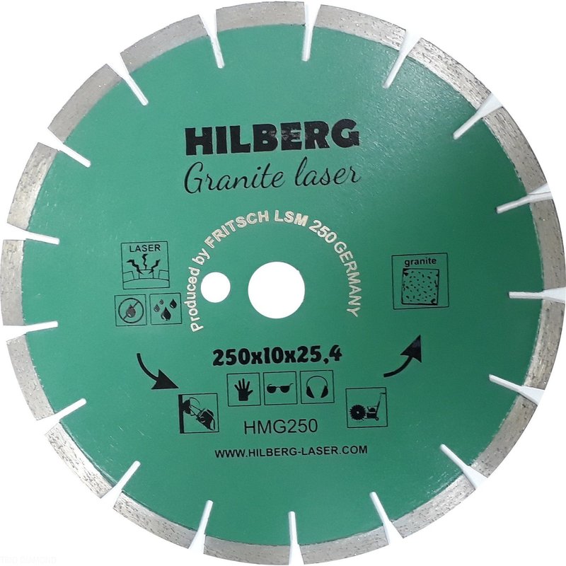 Диск алмазный отрезной 250*32/25,4*10 Hilberg Гранит Лазер Hilberg HMG250