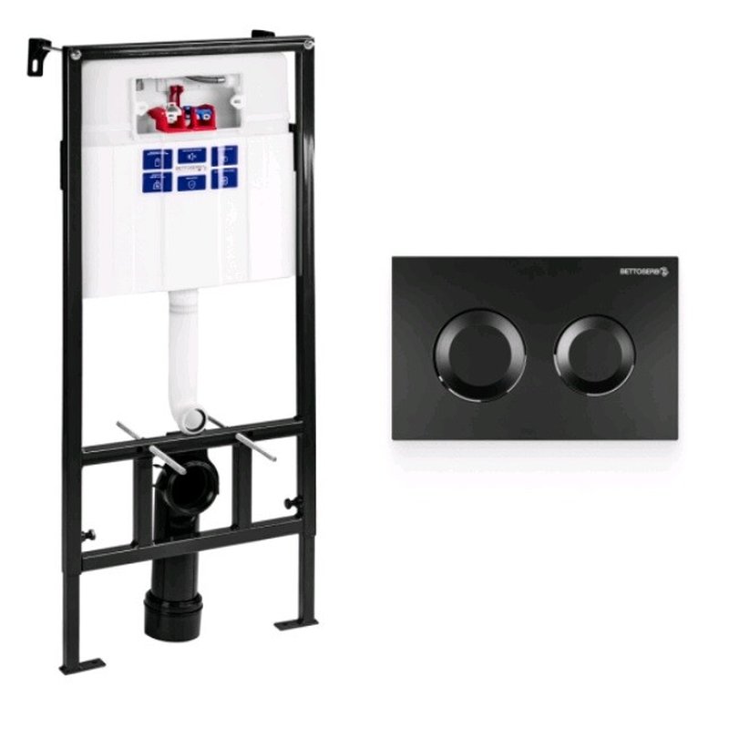 Инсталляция, , Sava Fix Slim, для унитаза, шгв 520*200*1136, цвет клавиши-чёрный матовый Bettoserb SET40006467