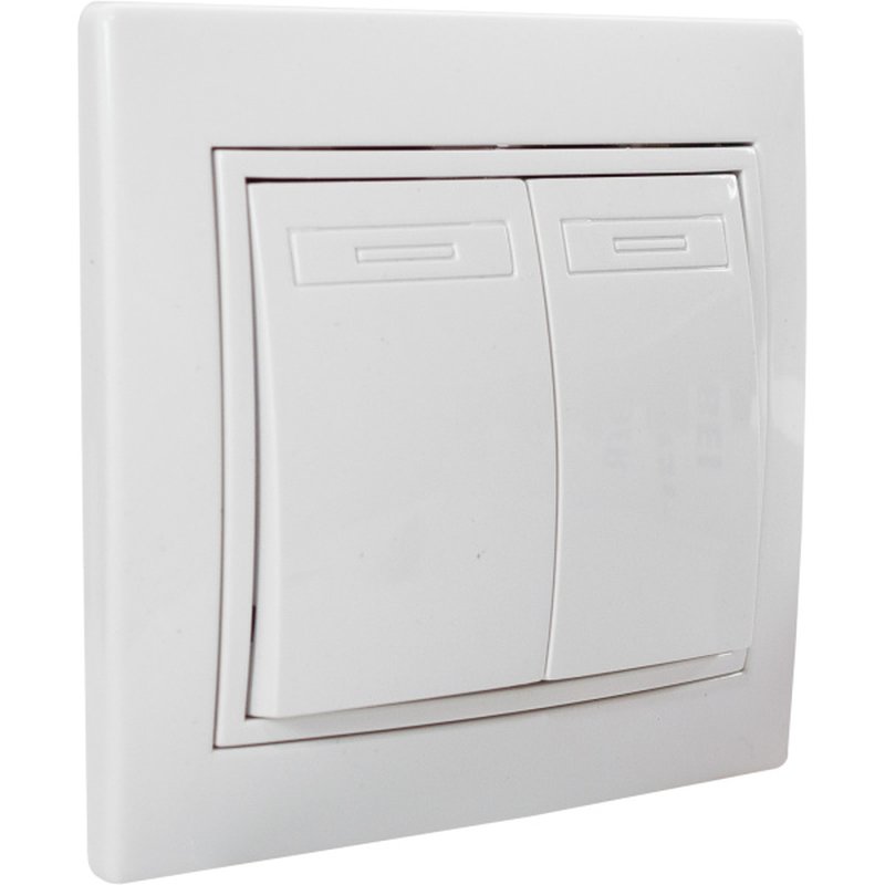 Выключатель двухклавишный С/У. белый Jilion 9533136