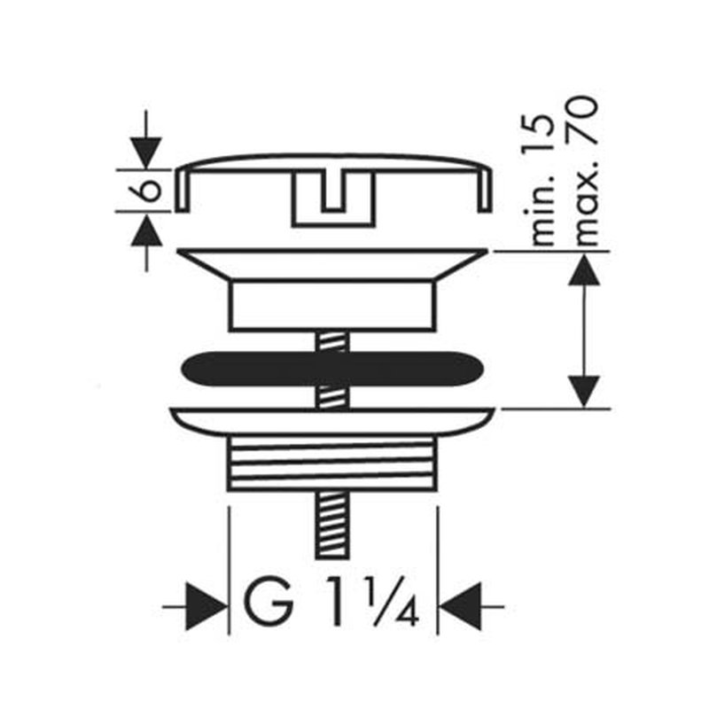 Донный клапан, Hansgrohe, для раковин, 1 1/4", хром