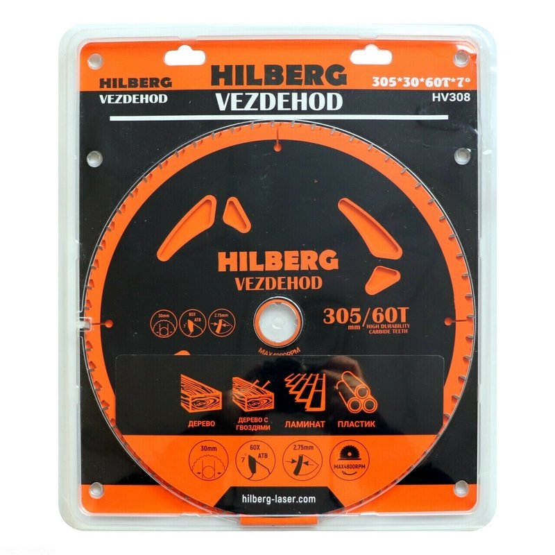 Пильный диск Hilberg Vezdehod 305 мм 30/60T (HV308)