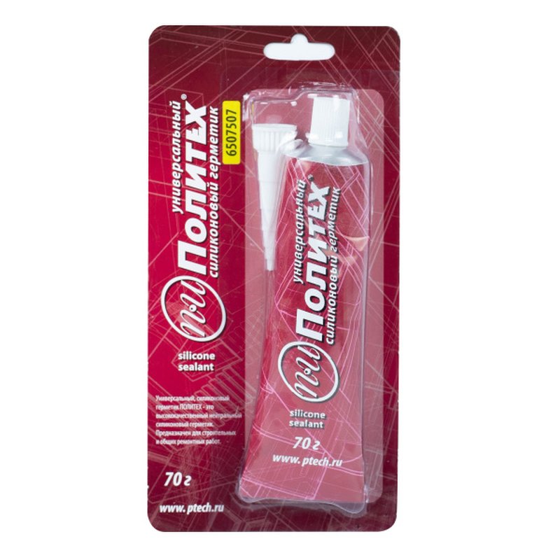 Герметик силиконовый Политех, универсальный, 70г белый,  бытовой Политех Инструмент Инструмент 6507507