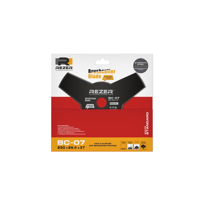 Нож для бензо/электрокосы Rezer ВС-07 General 230х25,4х1,8 03.010.00016