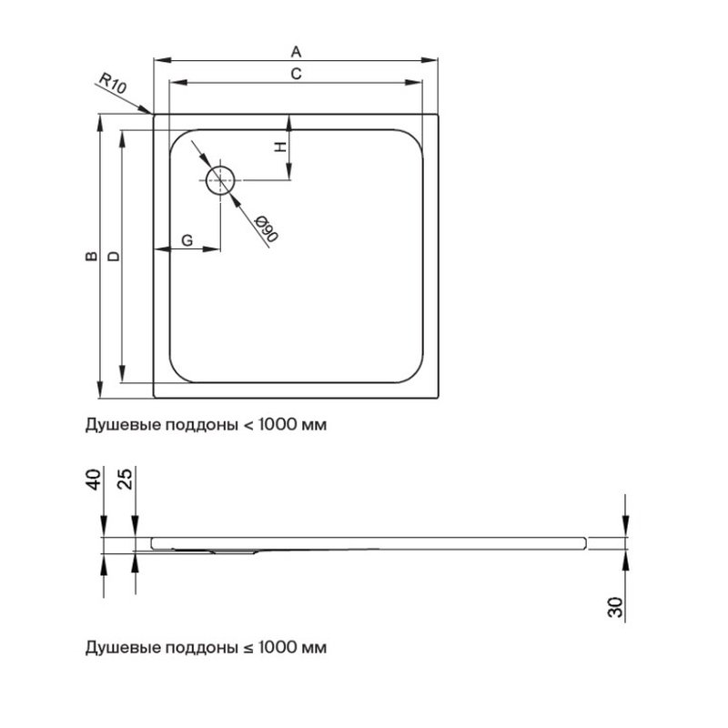 Душевой поддон, Bette BetteUltra шгв 900*900*25 цвет-белый 5930000