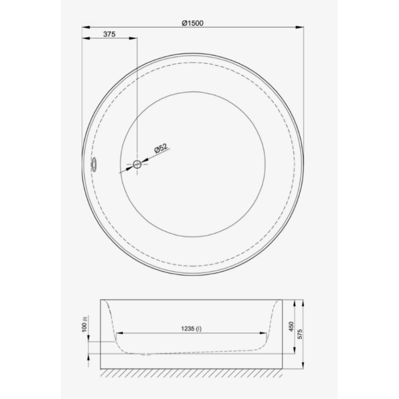 Ванна, Bette, BettePond Silhouette, шгв 1500*1500*450, BetteGlasur® Plus, цвет-белый