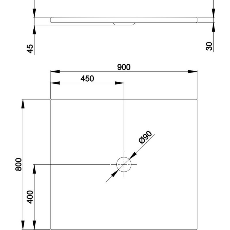 Душевой поддон, Bette, BetteFloor, шгв 900*800*45, с антислипом, цвет-белый