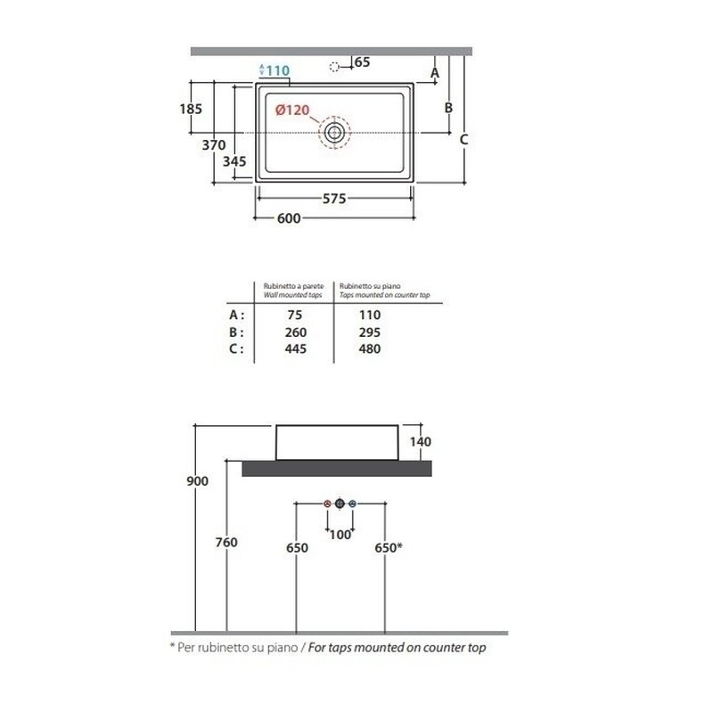 Раковина, Globo, FORTY3, шгв 600*370*140, отверстия для смесителя-отсутствуют, CERASLIDE, BATAFORM, цвет-белый