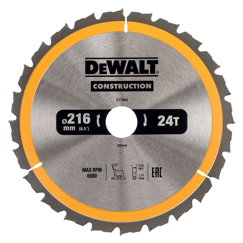 Пильный диск DEWALT CONSTRUCTION DT1952 216/30 мм. DT1952-QZ