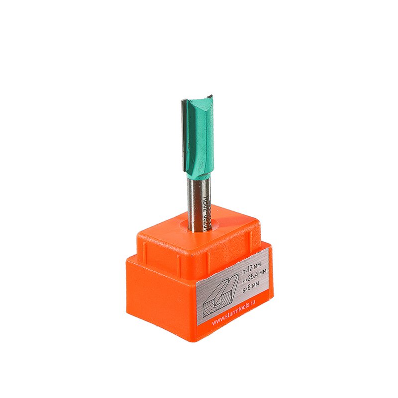 Фреза пазовая прямая с двойным лезвием DxHxL 12x25.4x60,4 мм, хв.8 Sturm RB02-082512