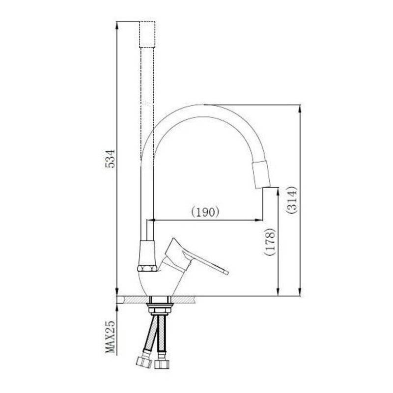 Смеситель для кухни РМС SL137GY-016F с гибким изливом Серый