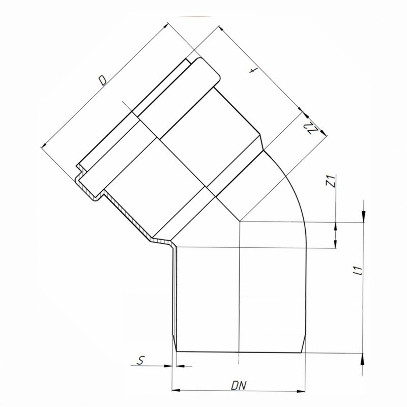 Отвод HTB 50х45 ПП для внутр. канализации