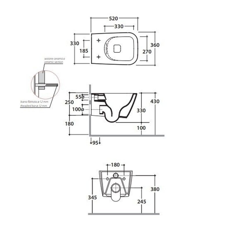 Унитаз, , STONE, подвесной, шгв 360*520*330, CERASLIDE, BATAFORM, цвет-белый Globo STS05BI