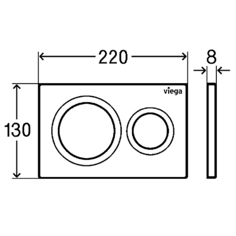 Клавиша смыва, Viega, Prevista, Visign for Style 20, для унитаза, механический, шгв 220*8*130, цвет-матовый хром
