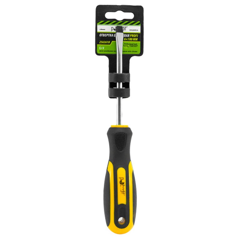 Отвертка шлицевая Profi, Cr-V, SL 6 × 100 мм. Pobedit 2563610