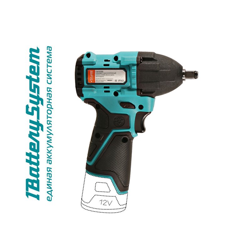 Гайковерт ударн б/щ Sturm, 12В,1BatterySystem12V,120Нм, 3/8", без АКБ и ЗУ, короб CW1212BL