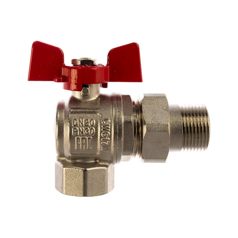 Кран шаровой IVANCI- Superior угловой с разъемным соединителем,ручка-бабочка,вну.-наруж.резьба 1"