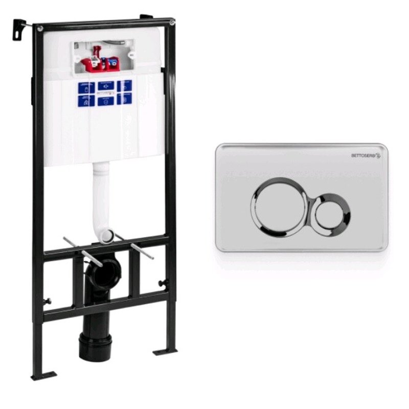 Инсталляция, , Sava Fix Slim, для унитаза, шгв 520*200*1136, цвет клавиши-хром матовый/хром глянцевый Bettoserb SET40006463