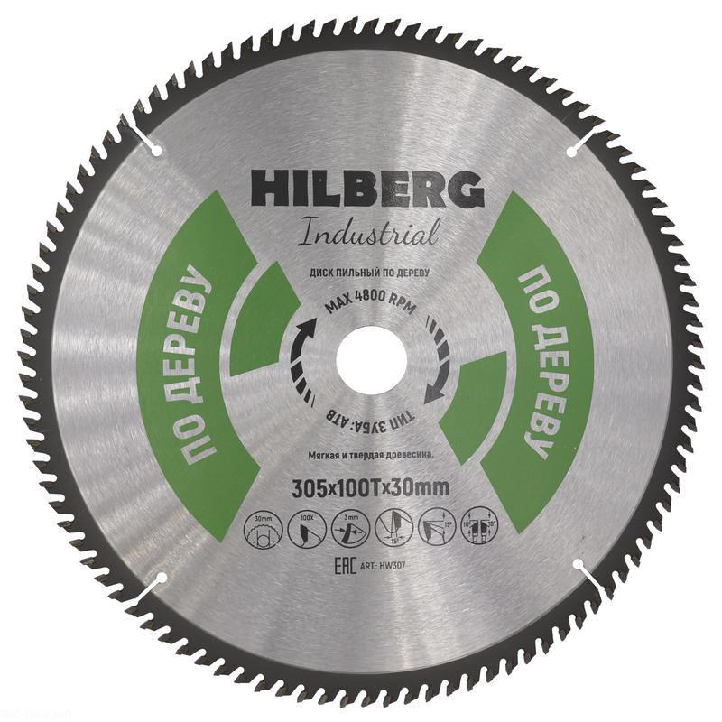 Диск пильный Hilberg Industrial Дерево 305*30*100Т Hilberg HW307