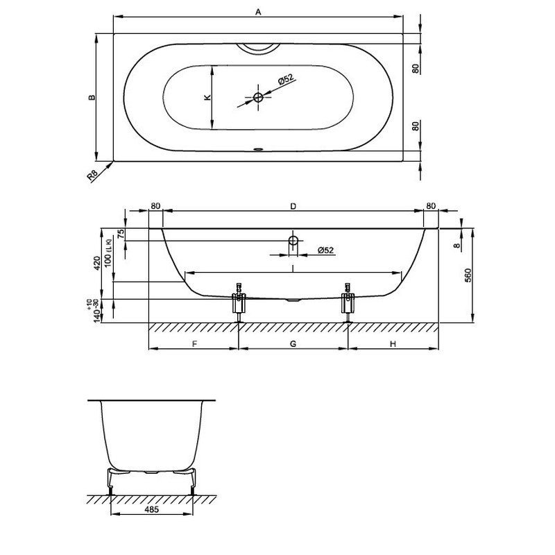 Ванна, Bette, BetteStarlet Spirit, шгв 1800*800*420, цвет-белый