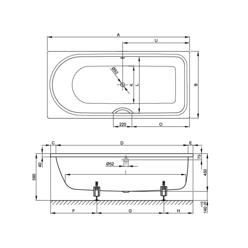 Ванна, Bette BetteOcean шгв 1700*750*450 цвет-белый 8854000
