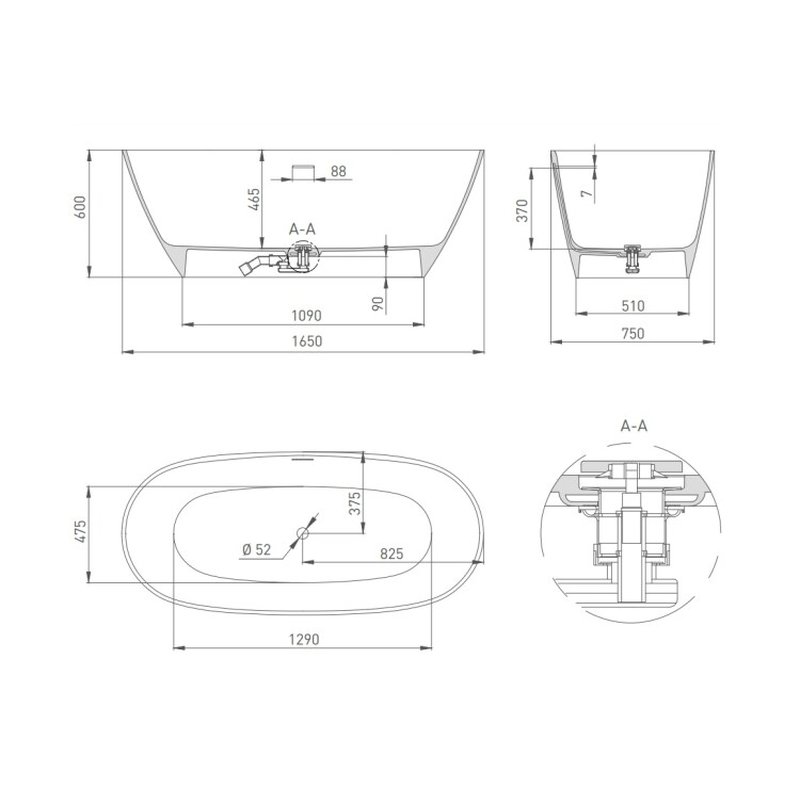 Ванна, , Sofia, шгв 1650*750*600, цвет-белый глянцевый Salini 102511G