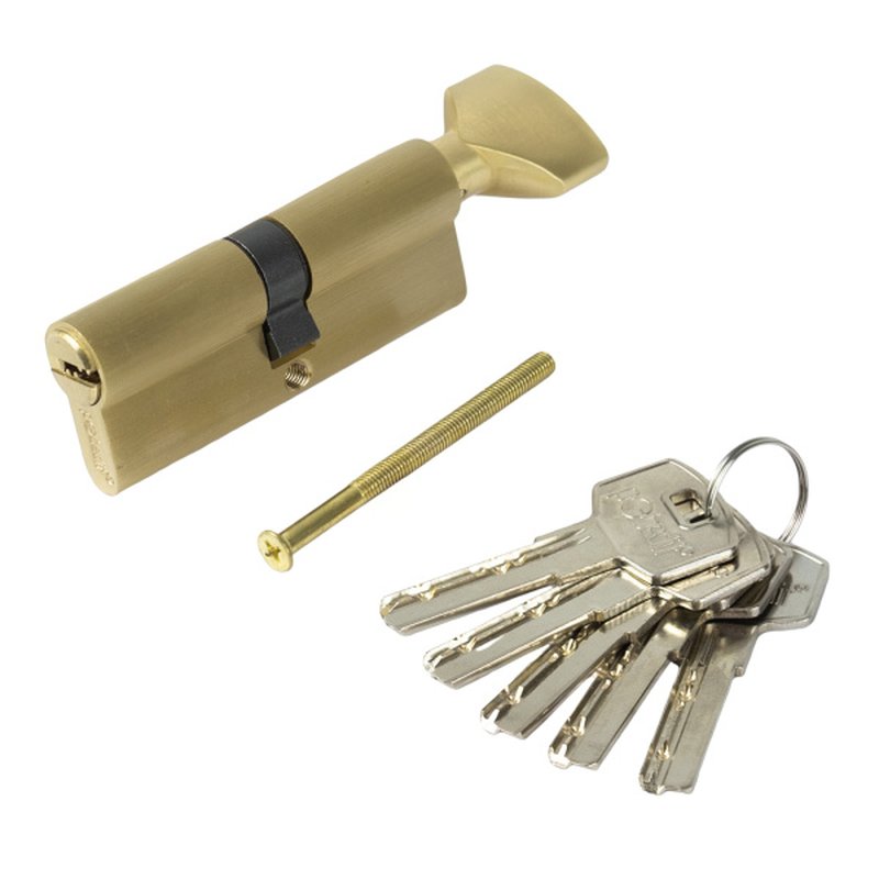 Цилиндр. механизм, ключ-защелка,цвет:золото,80 мм Pobedit Pobedit 8126080