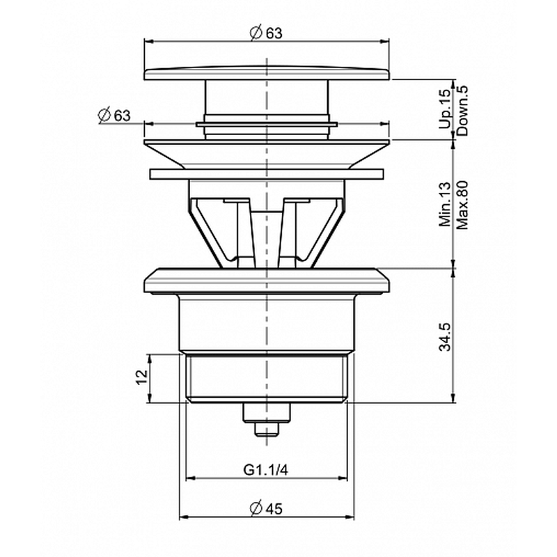 Донный клапан, Fima Carlo Frattini, Complementi Bagno, 1 1/4", цвет крышки-хром