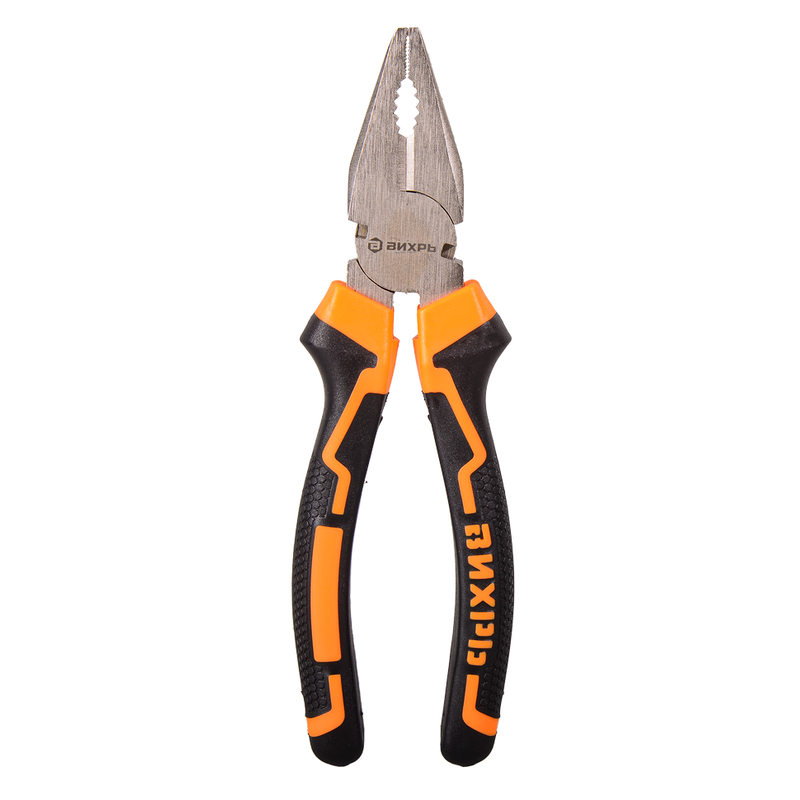 Плоскогубцы (пассатижи), 180мм., никелированные, двухкомпонентные рукоятки, Вихрь 73/6/3/7