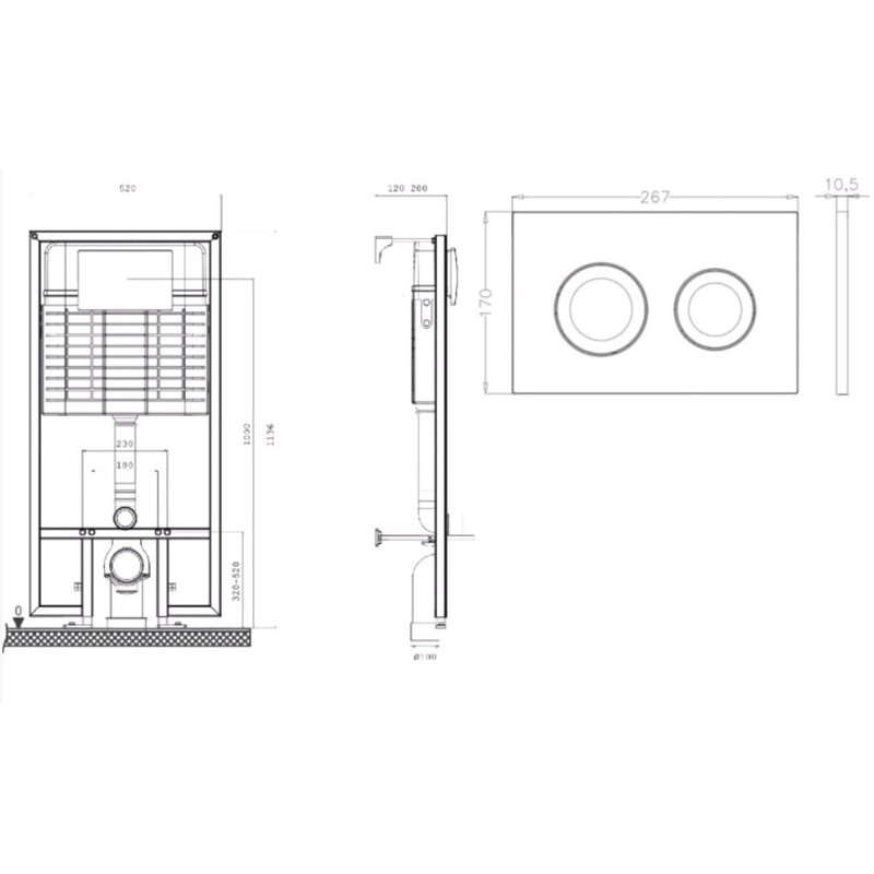 Инсталляция, Bettoserb, Sava Fix Slim, для унитаза, шгв 520*200*1136, цвет клавиши-белый глянцевый
