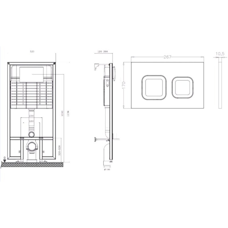 Инсталляция, , Sava Fix Slim, для унитаза, шгв 520*200*1136, цвет клавиши-хром матовый Bettoserb SET40006472