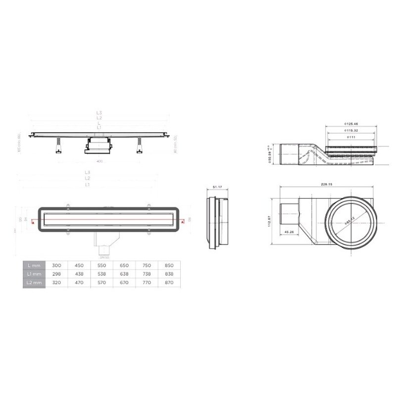Душевой лоток, , Premium, шдв 136*950*117, цвет-хром матовый Bettoserb 13100007