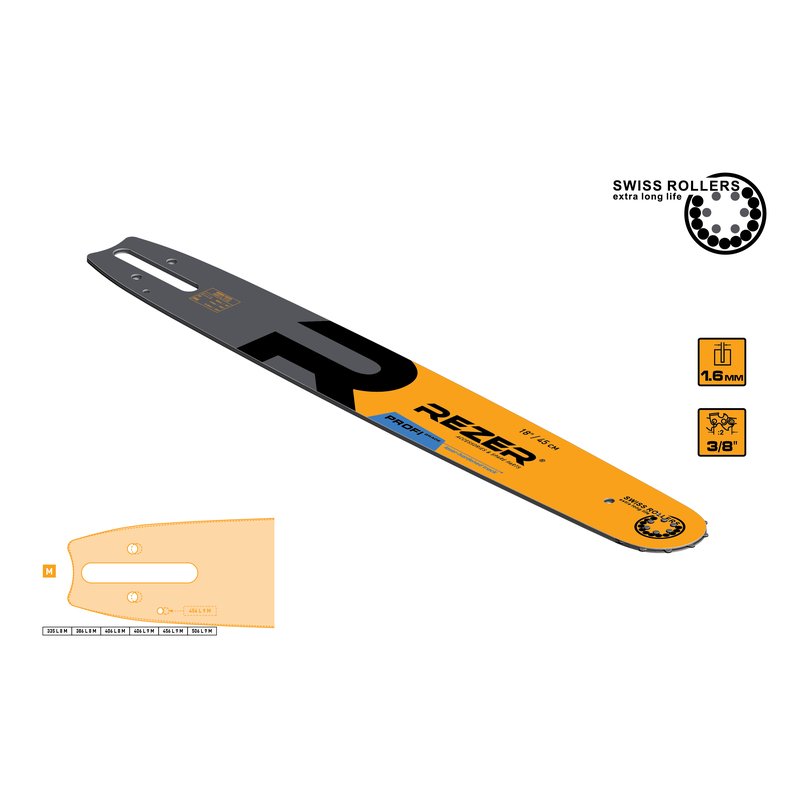 Сварная многослойная направляющая шина  для цепных пил Rezer 456 L 9 M 03.016.00022