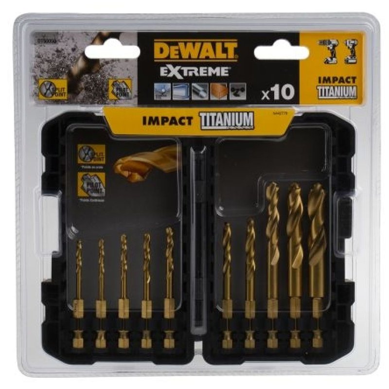 Набор DEWALT DT50050 cверл 10pcs Impact TITANIUM Drill Bit Set DT50050-QZ