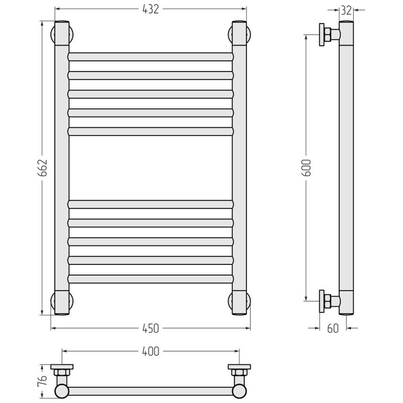 Полотенцесушитель, , Богема +, прямая, шгв 450*76*662, цвет-золотой шёлк Сунержа 32-0220-6040