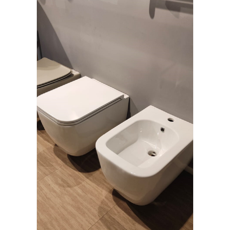 Комплект, Scarabeo, Teorema 2.0, унитаз с сиденьем, биде, набор быстрого монтажа для крепления, цвет-белый Set Scarabeo Scarabeo Teorema 2.0 Set