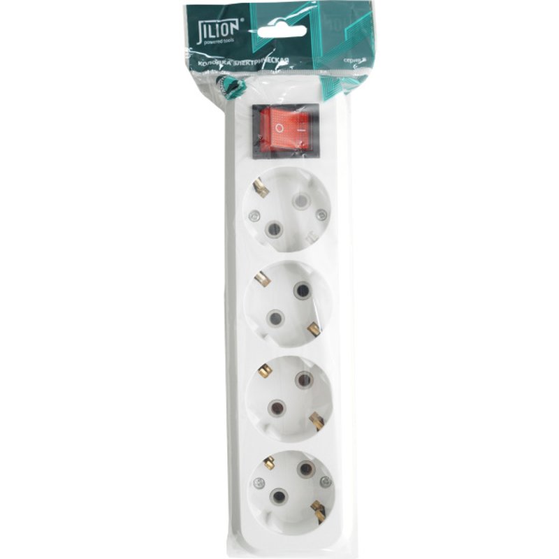 Колодка для удлинителя с 4 евророзетками (с/з, с/в) Jilion 9533985