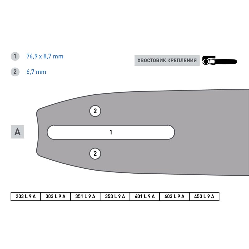 Шина направляющая Rancher 403 L 9 A (40 см; 1.3 мм; 3/8") для цепных пил Rezer 04.001.00004