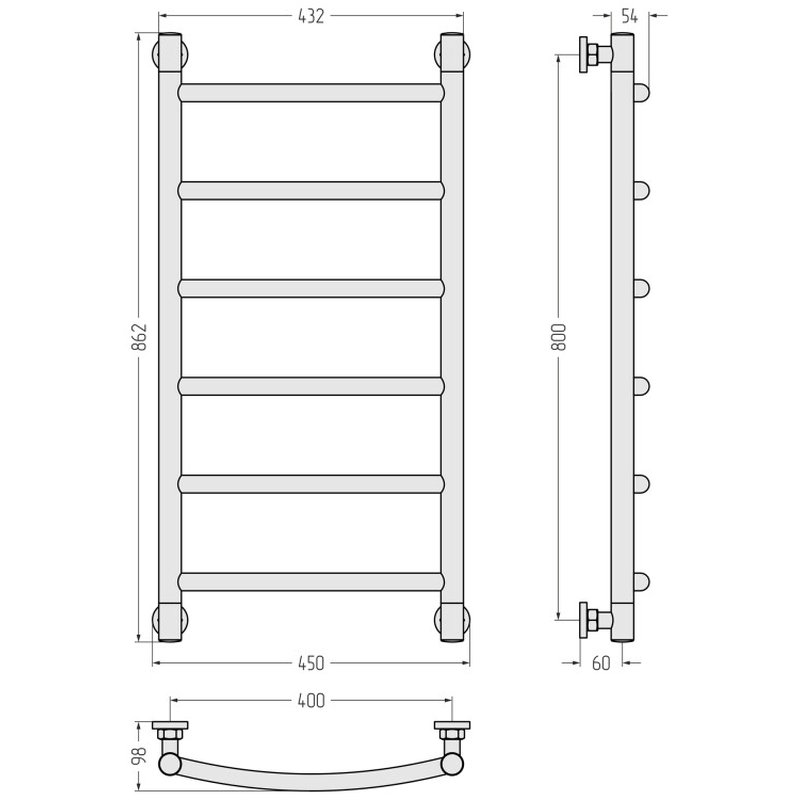 Полотенцесушитель, , Галант+, шгв 450*98*862, цвет-золото матовое Сунержа 032-0200-8040