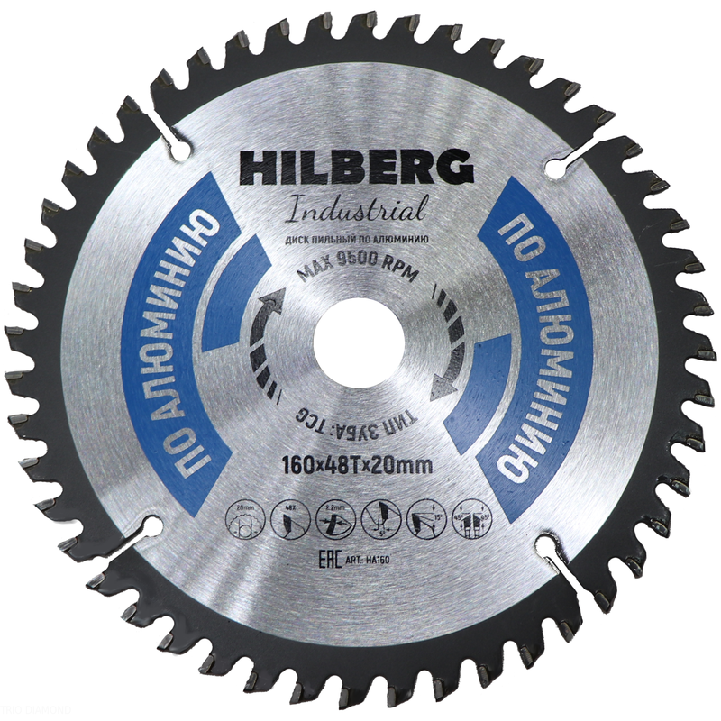 Диск пильный Hilberg Industrial Алюминий 160*20*48Т Hilberg HA160