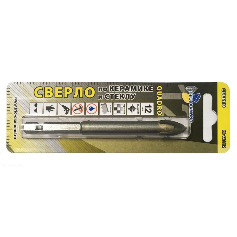 Сверло по керамике и стеклу квадро 12мм Trio-Diamond 440012