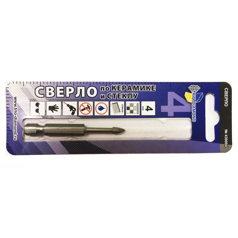 Сверло по керамике и стеклу 4мм Trio-Diamond 430004