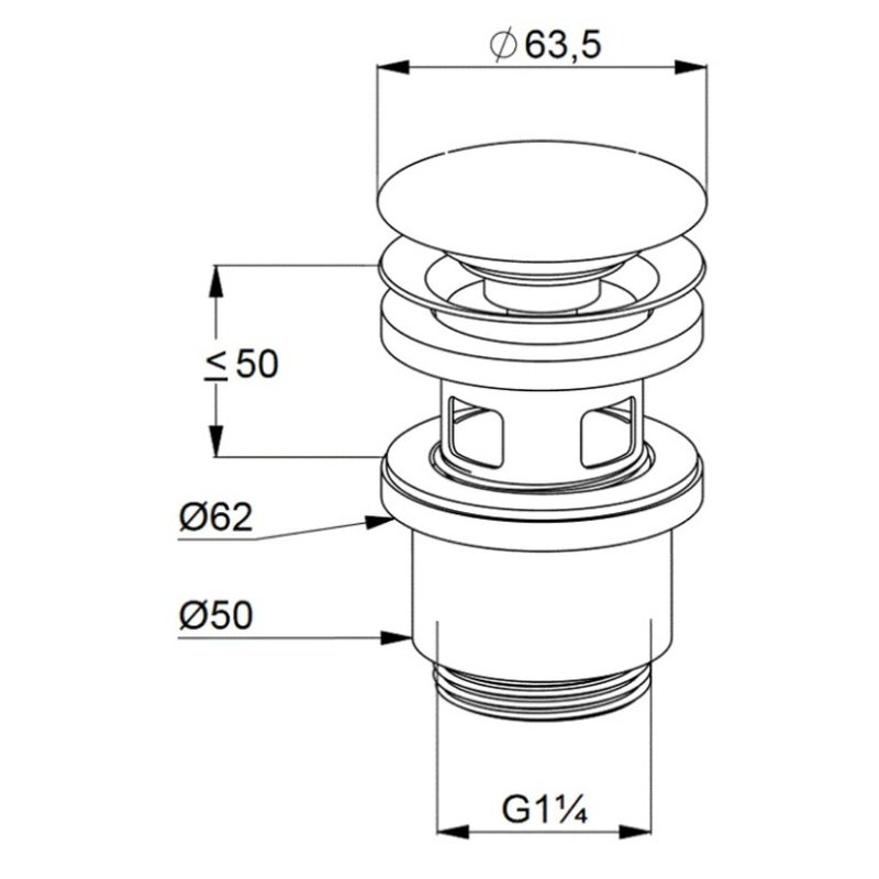 Донный клапан, Kludi, для раковин, 1 1/4", цвет-золото брашированное