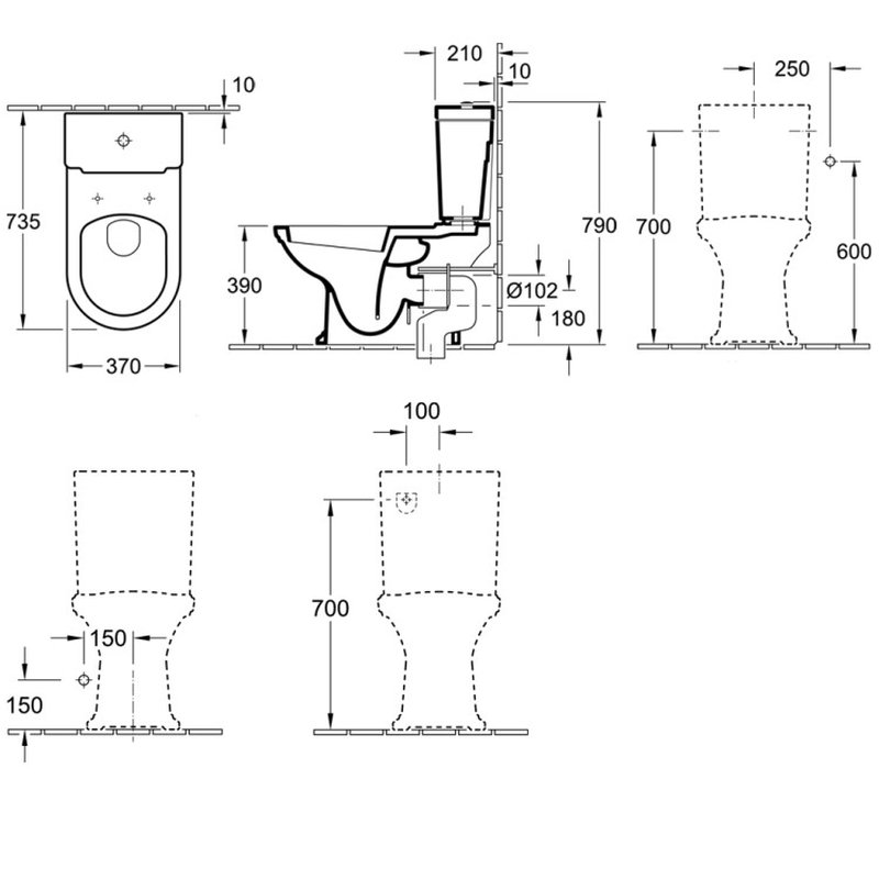 Унитаз, Villeroy&Boch, Hommage, напольный, шгв 370*725*390, CeramicPlus, цвет-альпийский белый