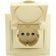Розетка 1 гнездо с крышкой (с/з, с/к) С/У. бежевый Jilion 9533173
