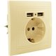 Розетка 1 гнездо (с/з) с USB, С/У. бежевый Jilion 9533167