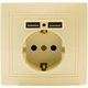 Розетка 1 гнездо (с/з) с USB, С/У. бежевый Jilion 9533167